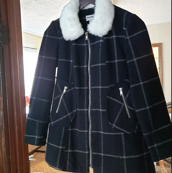 CoffeeShop Kids Coat sz L navy/white plaid - Picture 7 of 8